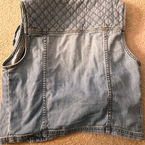 Bullhead Light Wash Denim Moto Vest Women’s Medium Zip Pocket Festival - Picture 4 of 4